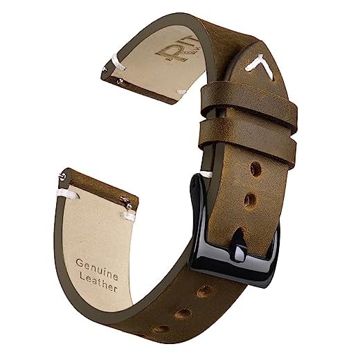 20mm Classic Genuine Leather Watch Bands Quick Release Vintage Leather Watch Straps Compatible with Timex Weekender Watch for Men