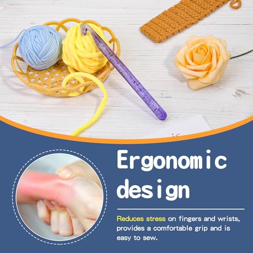 Image of QMNNMA 12 mm Crochet Hook, Large Crochet Hooks for Chunky Yarn-Purple | Big Crochet Hooks, Jumbo Crochet Hooks, Giant Crochet Hook, Ergonomic Knitting Needles Crochet Needle for Beginners
