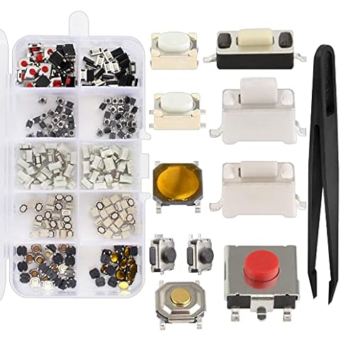 Mikroschalter 250pcs 10 Werte Taktile Drucktastenschalter Button Micro Tactile Switch Mikroschalter Sortiment Micro Switch Taktile Druckschalter für Auto Fernbedienung Schlüssel Cover