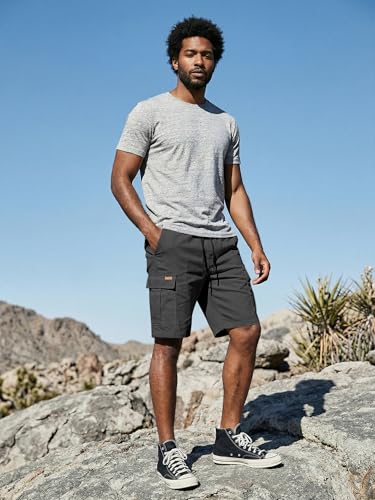 Image of JMIERR Mens Casual Cotton Twill Cargo Shorts Drawstring Classic Chino Stretch Short with 6 Pockets