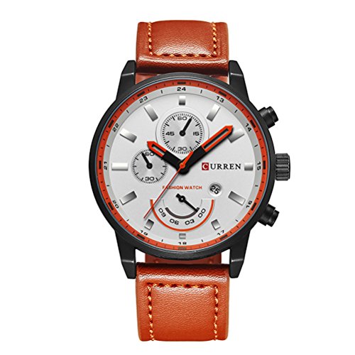 Curren - Relojes de pulsera deportivos de marca de lujo, modernos, informales de calidad superior; reloj de pulsera marrón 8217 de estilo militar para hombres Curren - Relojes de pulsera deportivos de marca de lujo, modernos, informales de calidad superior; reloj de pulsera marrón 8217 de estilo militar para hombres