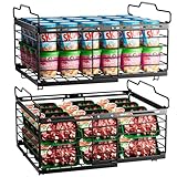 OdoVow Freezer Organizer Bins, 2 Pack Stackable Deep Freezer Organizer Bins, Large Expandable Chest Freezer Containers with Handle, Metal Adjustable Storage Baskets for Kitchen, Pantry (Black)