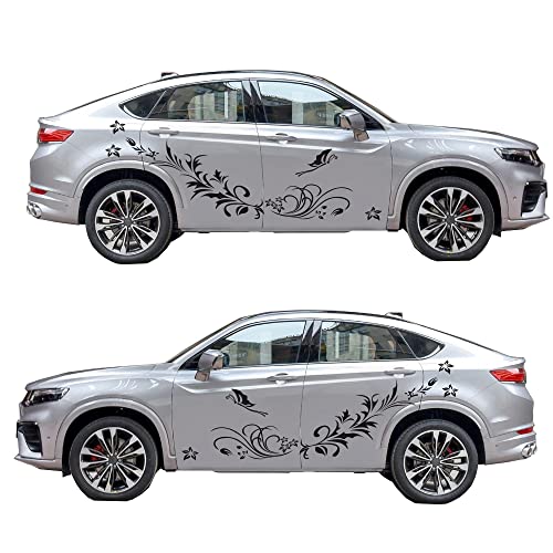 Image of Car Body Decals Carved Hollow Flower Butterfly Decorative Stickers Anti-Scratch for Cars, Vans, SUVs, Trucks,Set of 3 pcs (Black)