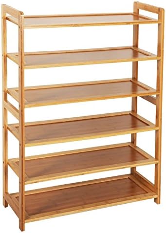 Zapatero de bambú, zapatero independiente, armarios de color madera y organizador de entrada, color madera (6 niveles)