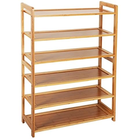 Teekland Bamboo Shoe Rack, Free Standing Shoe Rack, Wood Color Closets and Entryway Organizer Wood Color (6-Tiers) Cover