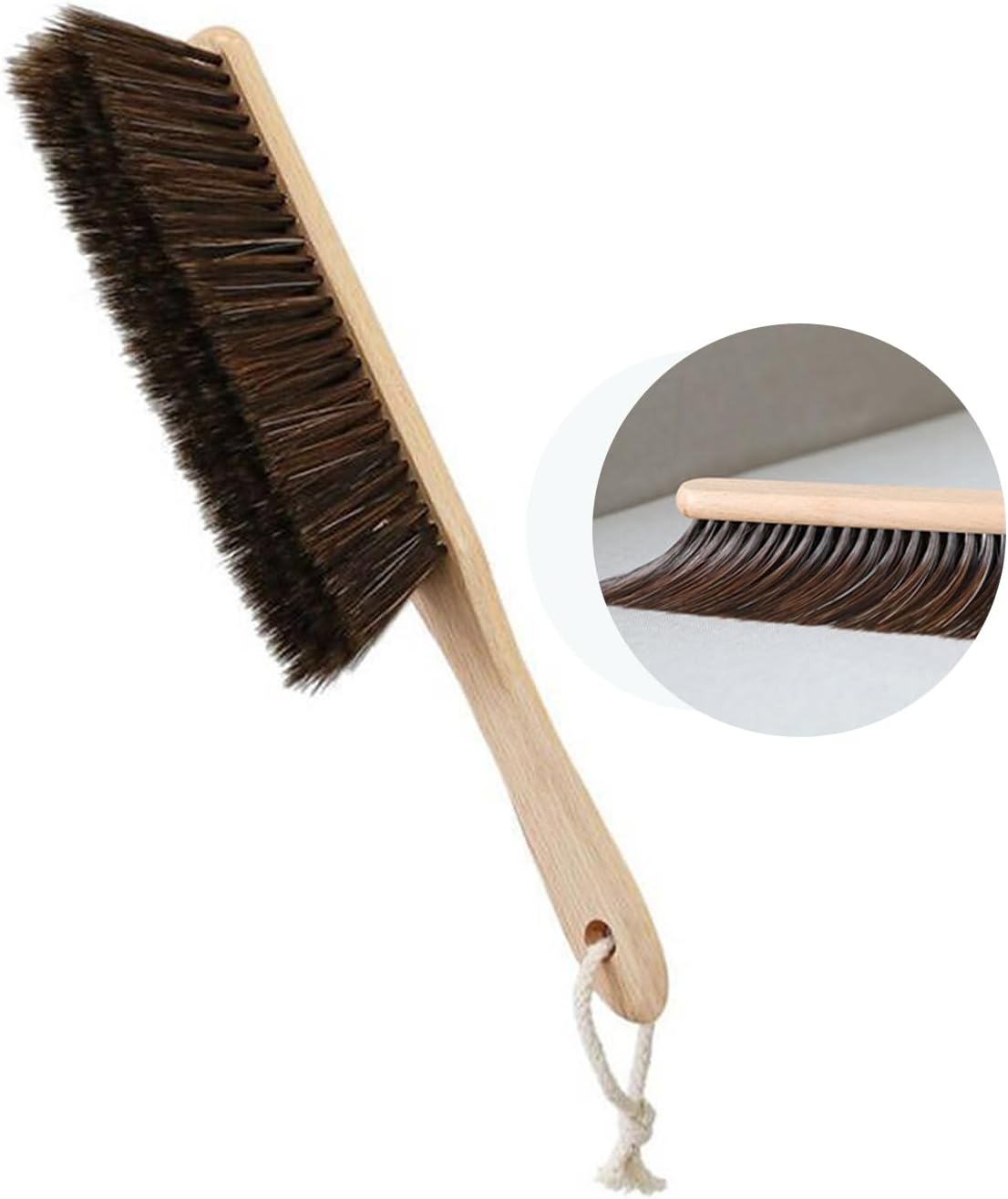 Wooden Handle Brush Hand Broom Household Cleaning Brush Soft Bristles Dusting Brush for Bed,Sofa,Furniture,Clothes,Car