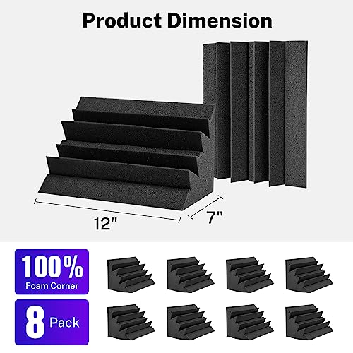 Pièges à basses anti résonance mousse acoustique angle JAMELO 8 pack