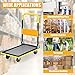 Goplus Folding Platform Cart, 330LBS Rolling Flatbed Cart Hand Platform Truck Push Dolly for Loading, Yellow