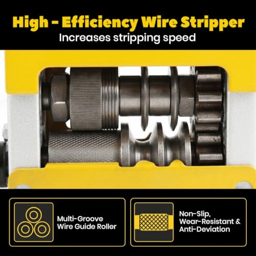 Image of Serplex 11-IN-1 Manual Wire Stripping Machine for 1.5-25mm Cables, 11-hole Hand Crank Copper & Aluminum Wire Stripper Aluminum Alloy Cable Recycling Tool Kit for Scrap Processing, Electrical Work