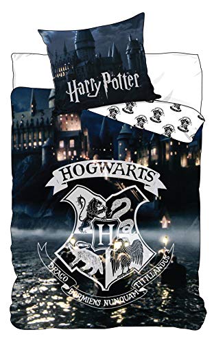 Harry Potter - Juego de ropa de cama, diseo del castillo y escudo de Hogwarts
