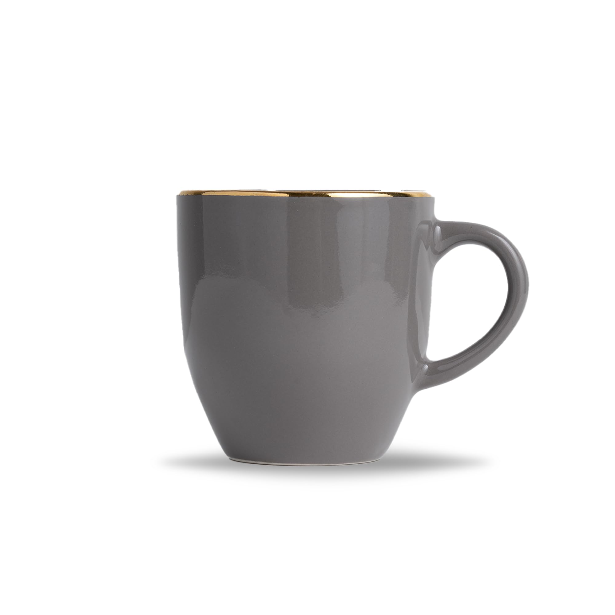Shay Keramik-Kaffeetassen-Set, 6-teilig, 300 ml, Blaugrün, mittlere Tasse, glänzende Oberfläche, Steingut, Kaffeetassen-Set, Keramiktasse, mikrowellengeeignet (Blaugrün, Gold, Milchbecher, 6er-Set)