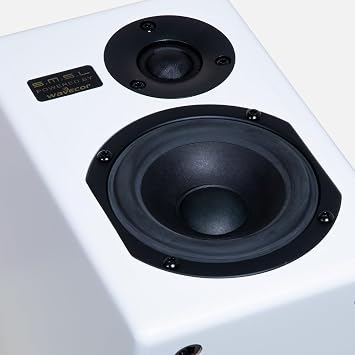 S.M.S.L Bookshelf Speakers Passive Tabebuia Speaker System,Custom Wavecor Drivers,100W Per Channel,56Hz-32kHz Response, Wall-Distance Adjustable with Spikes(Pair) (White)