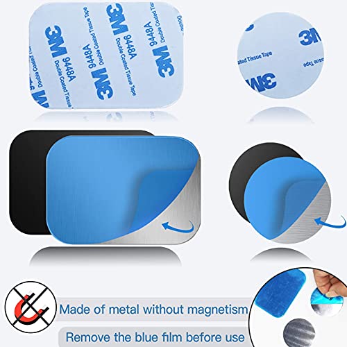 Image of SALEX Replacement Metal Plates Set for Magnetic Car Phone Holders, Wall, Air Vent Mounts, Cases, Magnets. Kit of 4 Silver Rectangular Iron Discs without Holes. 3M Adhesive Backing. Steel Sheets 4 Pack