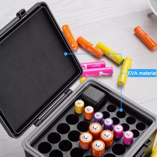 Organizador de baterías Muteitt con probador y estuche de 34 ranuras impermeables 4