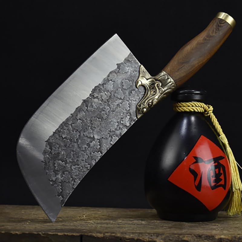 Meat Cleaver,Cleaver Knife 8 Inch Chinese Chef Knife Handmade Forged Sharp Slicing Butcher Cleaver Longquan Kitchen Knives For Cutting Vegetables Meat, LAMAJIGA5844