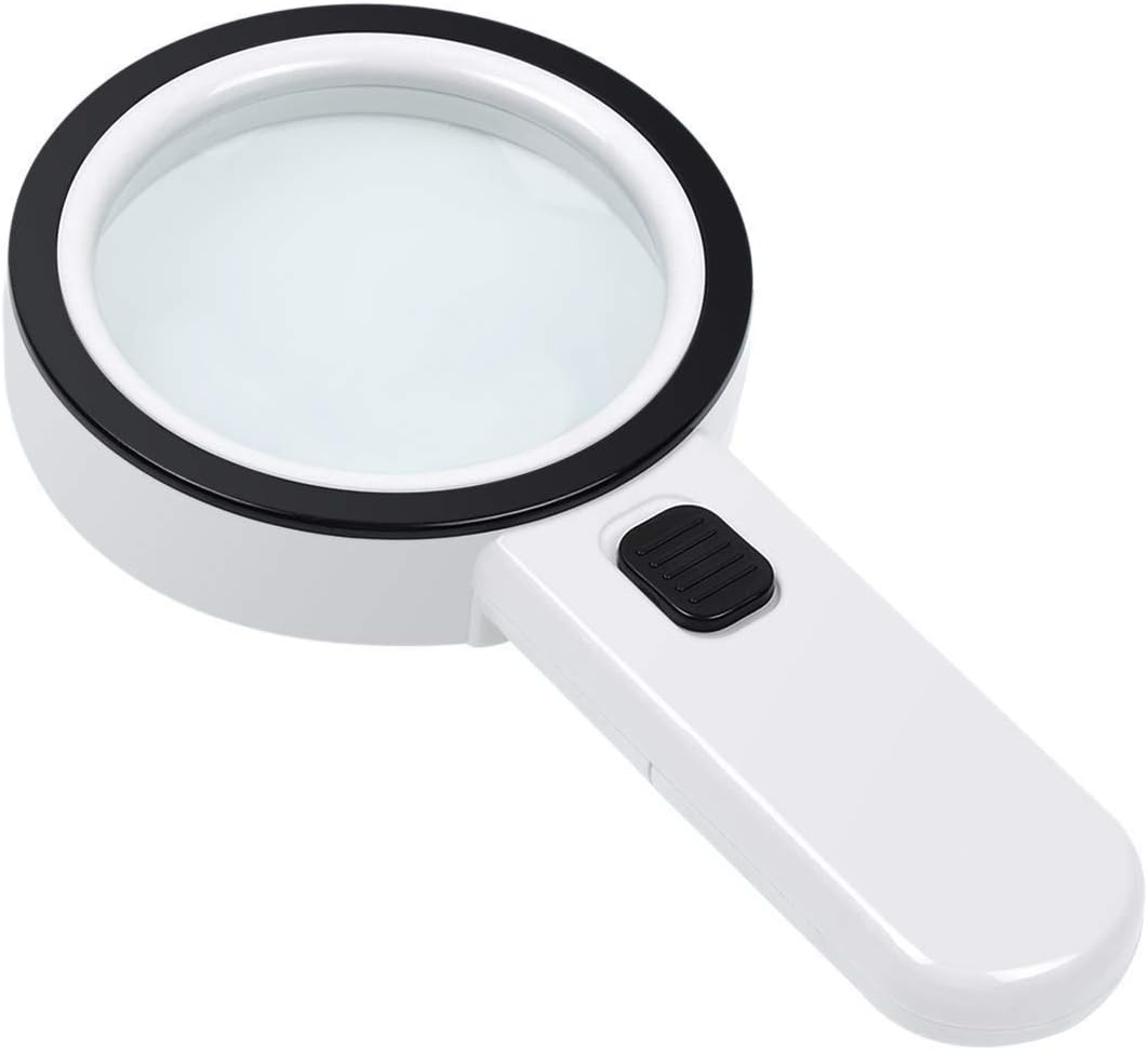 Dizgoy Reading Magnifier Magnifying Glass with Light, 30X Handheld Large Magnifying Glass 12 Led Illuminated Lighted Magnifier for Seniors Reading,Soldering,Inspection,Reading,Maps,Inspection,Coins(30x Round +12 Led)