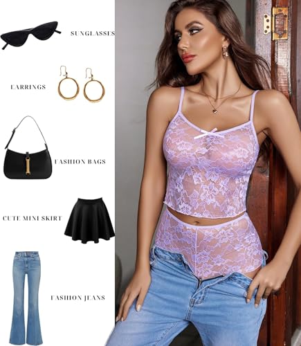 Image of GirlFriend Lace Bra and Panty Set V Neck Babydoll Lingerie 2 Piece Mesh Bralette Set for Wife, Women Wedding Valentine Special Night Occasion Festival