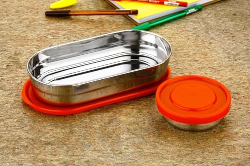 Image of Stainless Steel Lunch Box Combo for Office, School & Travel | Set of 2 Airtight Containers (650ml + 200ml) | Leak-Proof & Durable Food Storage Box for Men & Women - Red