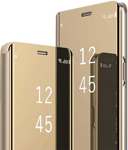 Funda compatible con Samsung Galaxy Note 20 Ultra, funda de piel transparente con espejo S-View, a prueba de golpes, con función atril,