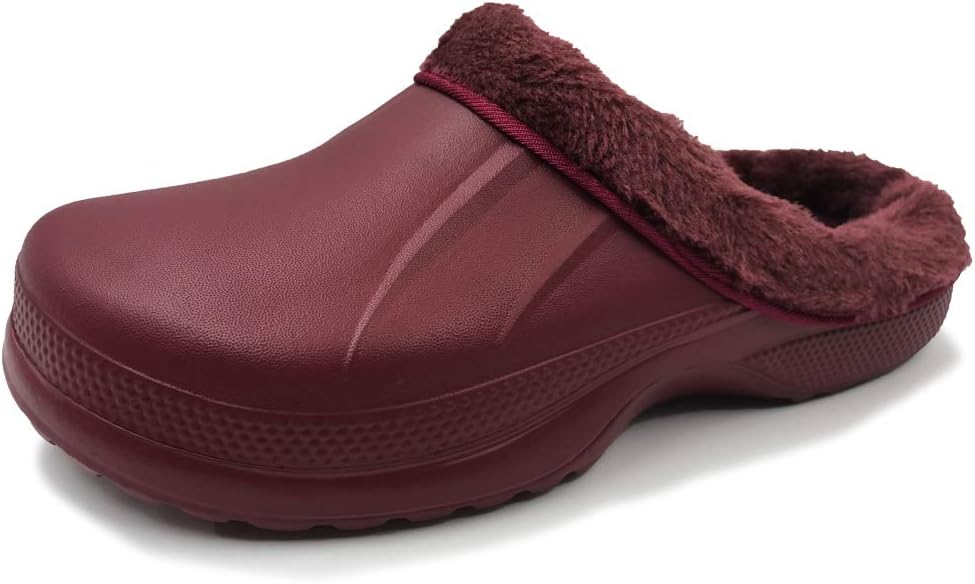 Amoji Fur Lined Clogs Fleece Garden Slippers House Home Winter Clogs Shoes - Image 2