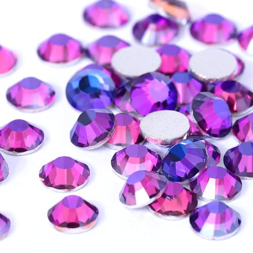 Image of Novani Crystal Rhinestones, Flatback Loose Gemstones 1440pcs Glass Rhinestones for Clothes Shoes Crafts Makeup Nail Art and DIY Decorations(SS6, Purple Velvet)