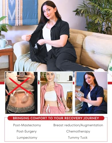 Image of Inspired Comforts Post Surgery Mastectomy Recovery Pajamas Set with Internal Drainage Pockets