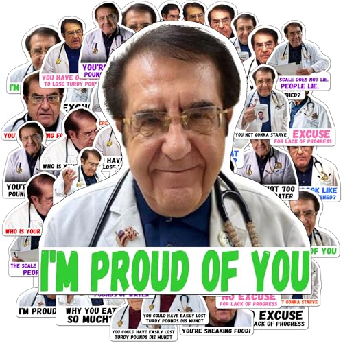 Officially Licensed Dr. Now Stickers 48 Pack Funny Dr. Nowzaradan Quote Stickers 3 x 3 Vinyl Gloss Decals for Water Bottles Laptops Journals & Weight Loss Motivation