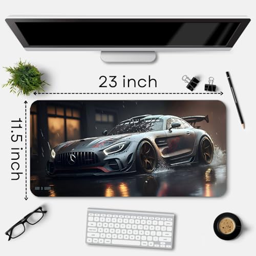 Image of Extended Gaming Mouse Pad for Desk (23x11.5 Inch) - Large Mouse Pad for Office & Home | Non-Slip Rubber Base, Smooth Surface Desk Mat for Laptop, Keyboard & Mouse (Sports Car Edition) (Print 12)