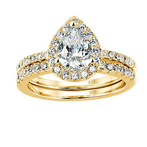 Bijoux de mariage pour femmes élégantes cherchant une bague poire en argent 925