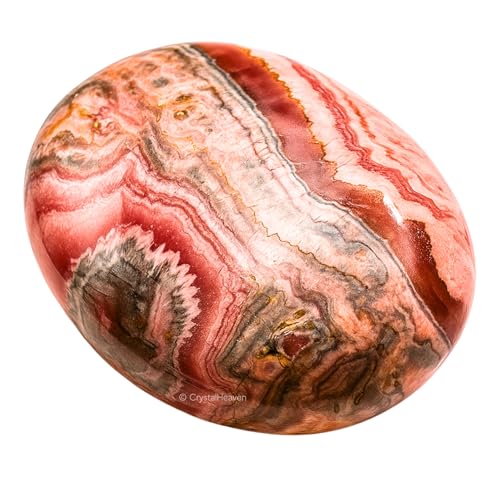 Image of Certified Rhodochrosite Crystal Palm Pebbles Stones for Anxiety Stress Relief Massage - AAA Grade Original Healing Gemstone Agate Palm Stone for Yoga Meditation Spiritual Reiki Feng Shui
