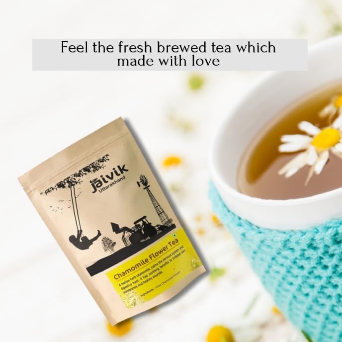 Image of Jaivik Uttarakhand - Relaxing Chamomile Tea, Energizing Moringa Tea (100g each), Unique Blend Crafted Loose Leaf For Chai Lovers Across India, Combo (Pack Of 2)