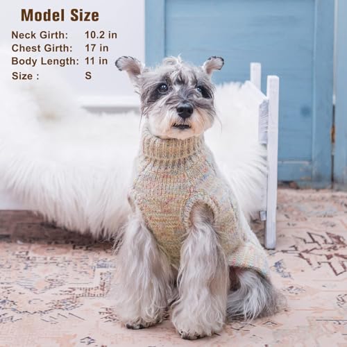 Image of BEAUTYZOO Dog Sweaters for Large Dogs, Knit Clothes with Harness Hole | Turtleneck Pullover Fall Winter Knitwear, Fuzzy Fleece Cold Weather Coat for Girl Boy Puppy, Warm Pet Sweatshirt, Beige L