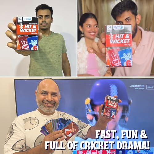 Image of Hit & Wicket Cricket Card Game for Kids, Teens, Adults & Families | Perfect Indoor Fun Activity | Birthday /Return Gifts for Boys & Girls | Fast-Paced Strategy | 2-4 Players