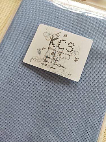 Image of 19 inch x 28 inch 14CT Counted Cotton Aida Cloth Cross Stitch Fabric (Light Blue)