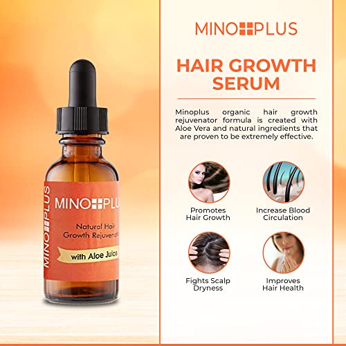 Mino Plus Hair Natural Growth Serum 1 Fl Oz / 30Ml - Growth Treatment For Damaged Hair And Scalp With Aloe Vera - Silicone And Sulfate Free #TOP2