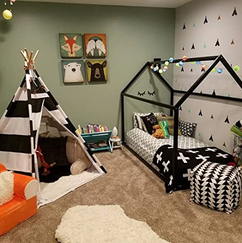 Sweet Home From Wood Tipi-Bett Montessori-Bett Montessori-Tipi-Bett Kinderbett Montessori Hausbett (200x140cm, Black)