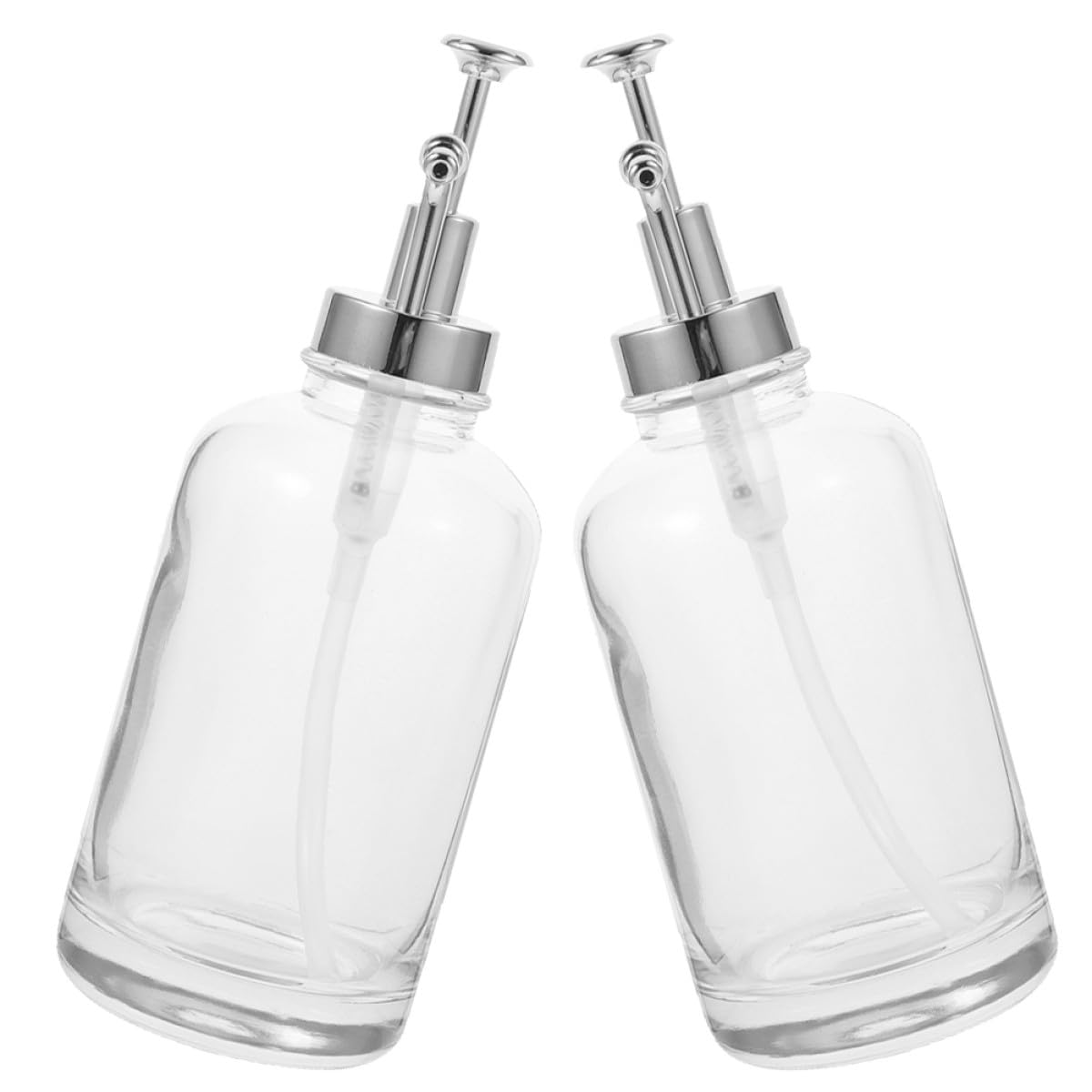 Dosatore Liquidi Cucina 2 Pezzi in Vetro e Acciaio Inossidabile 500ml per Sciroppo caffè Pompa Elegante e Design Unico per Uso Domestico