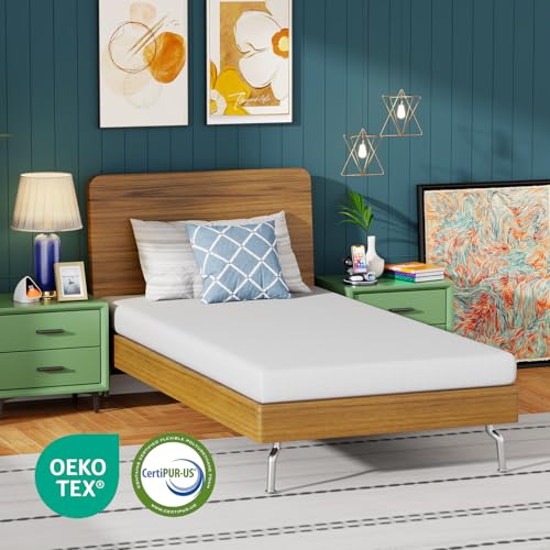Image of FDW 5 Inch Twin XL Mattress, Medium Firm Base Foam, Breathable & Comfortable with Removable Washable Zipper Cover, Bed in a Box, CertiPUR-US Certified, White