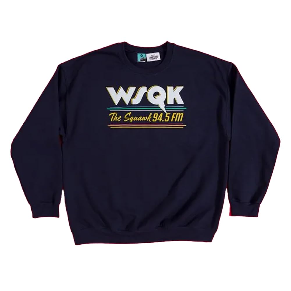TruffleShuffle Stranger Things WSQK Logo Navy Sweater