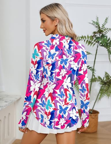 Image of LOMON Women Long Sleeve Shirts Sun Protection 1 /4 Zip Summer Quick Dry Hiking Shirts Quarter Zip Pullover for Women
