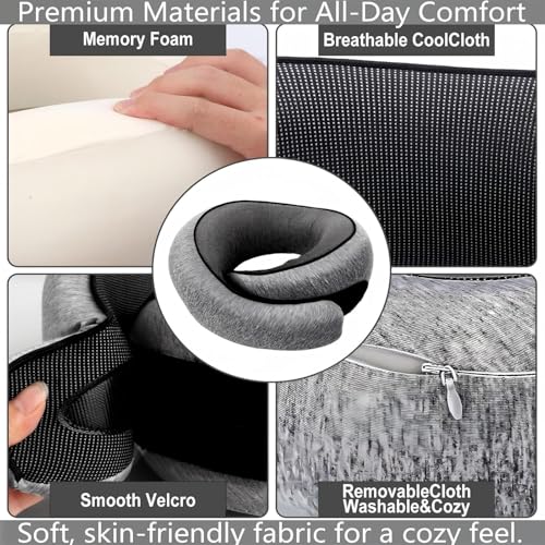 Travel Neck Pillow for Airplane, Memory Foam Neck Pillow - image 6