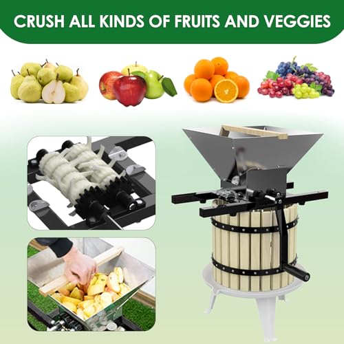 Image of SQUEEZE master Fruit Apple Wine Classic Crusher -7 Litre /1.8Gallon Manual Grinder- Large Stainless Steel Hoopper-Nylon Teeth-Black