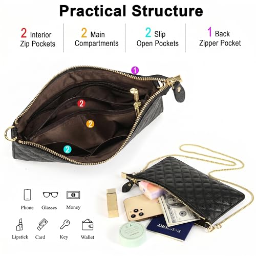 Image of YALUXE Genuine Leather Wristlet Handbags Purses Cell Phone Pocket Clutch Wallet Crossbody Bags for Women