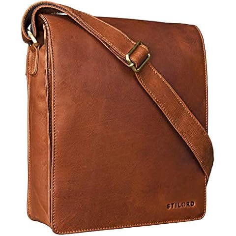 STILORD 'Lars' Bolsa Bandolera de Hombre y Mujer para portátil de 13,3' Cognac-marrón Cover