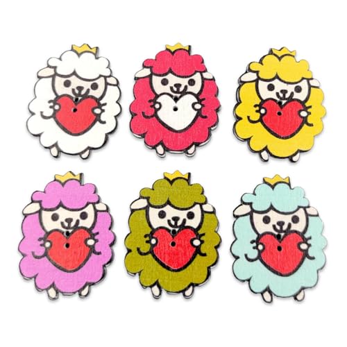 Zambuph 25 piezas botones de Para madera ovejas colores mezclados 2 agujeros Scrapbooking animales suministros de costura sujetadores botón doméstico para bricolaje
