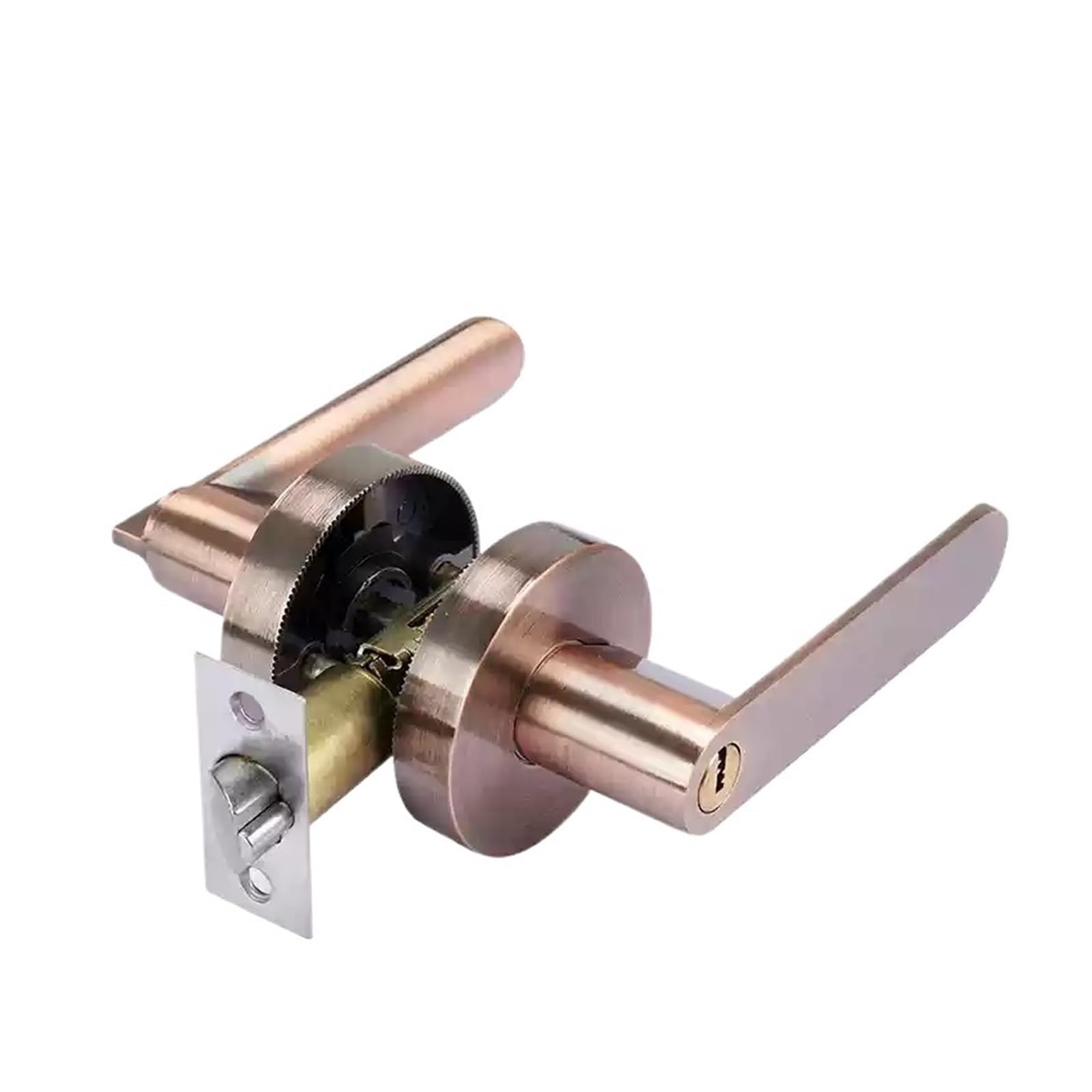 Indoor Door Lock, Aluminum Alloy Round Cover Lock with Key Hardware Accessories Adjustable deadbolt 60/70 mm(Grey)
