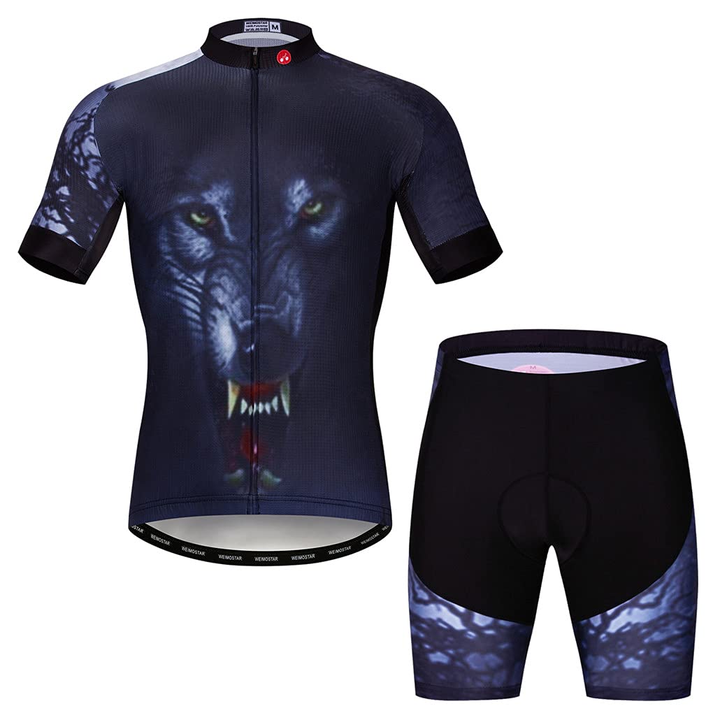 Hotlion Men's Cycling Jersey Sets Gel Pad Summer Bike Clothing Suit Breathable Bike Clothes with 3 Rear Pockets