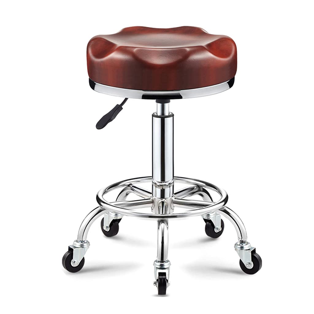 GTHTUHFD Round Rolling Stool Adjustable Height Swivel Stool, Ergonomic Drafting Shop Stools Chair With Wheels And Wider Comfy Round Seat For Salon Spa Esthetician,Red1