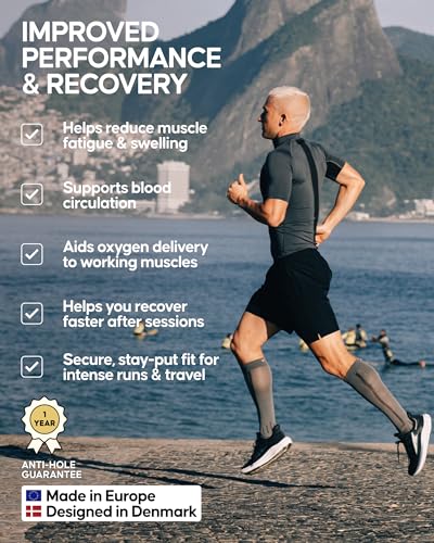 Image of DANISH ENDURANCE 1 & 2 Pack Compression Socks 21-26 mmHg, Graduated Running & Travel, for Men & Women, Circulation Support