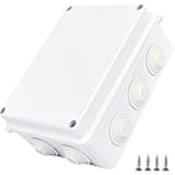Junction Box with Reserved Holes, LA VANE IP65 Outdoor Waterproof Dustproof ABS Plastic Universal Electrical Enclosure Project Box - White 4x4x2.8 inch